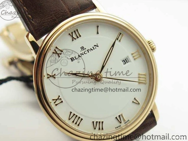 0309 Villeret 6651 RG ZF 1:1 Best Edition White Dial On Brown Leather Strap A Unique 8097
